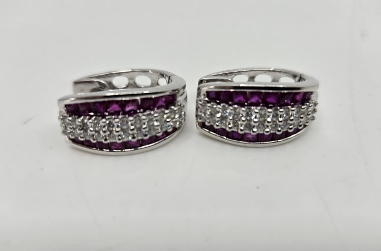 18K Gold Ruby Diamond Earclips (1 of 3)