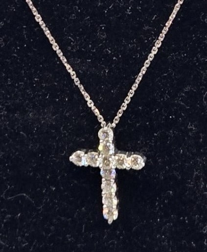 14K White Gold Diamond Cross Necklace (1 of 4)