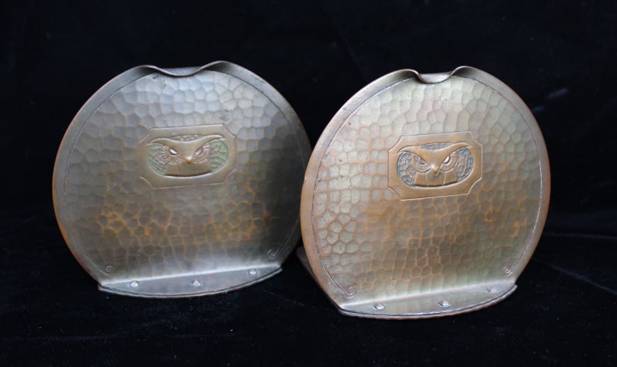 Pair Of Roycroft Hammered Copper Owl Bookends (1 of 4)