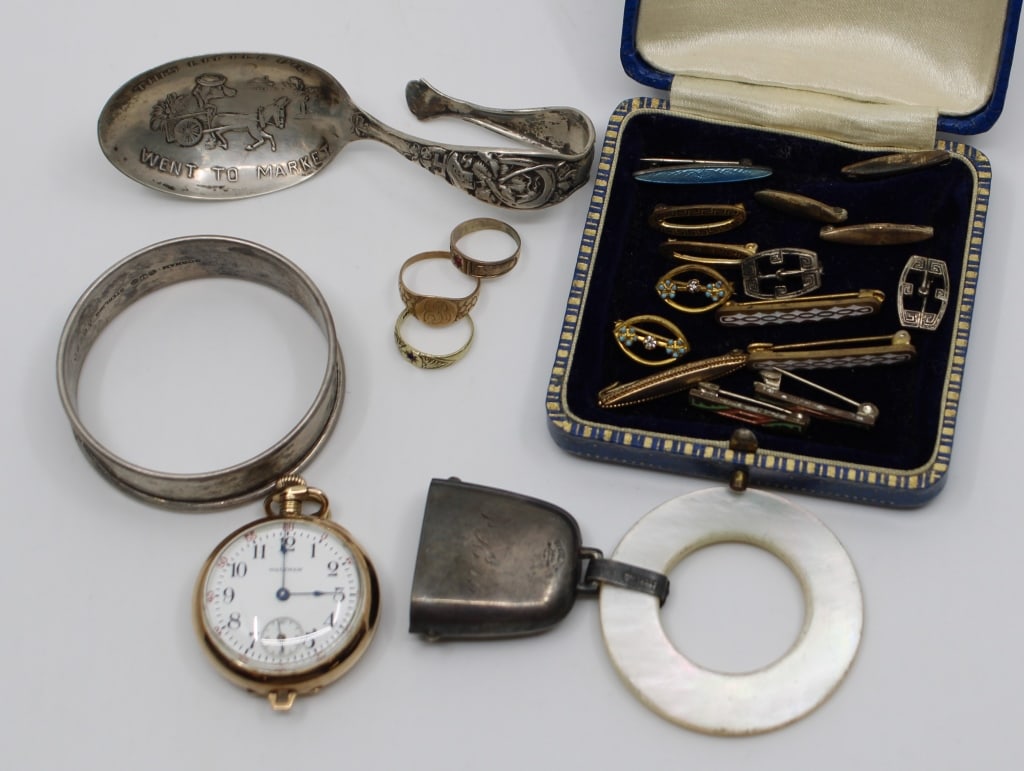 Sterling Silver Rattle, Gold Baby Rings, Watch (1 of 10)