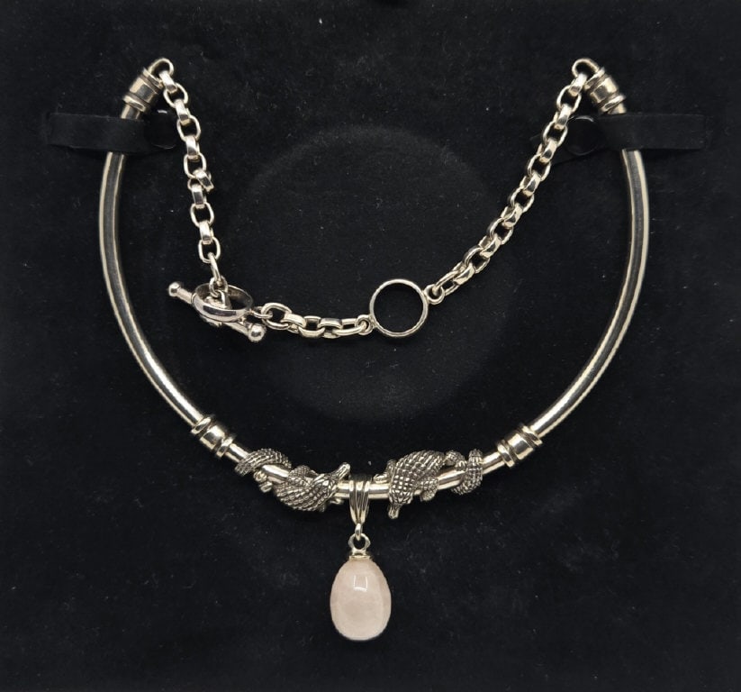 Kieselstein-Cord Sterling Tube Alligator Necklace (1 of 6)