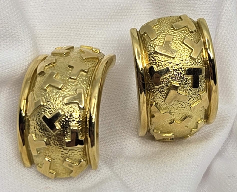 Tiffany & Co 18K Dancing "T" Vintage Earrings (1 of 7)