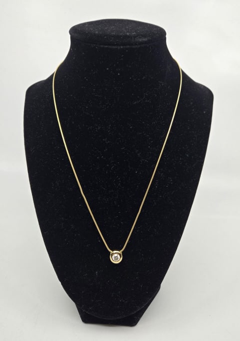14K Yellow Gold Solitaire Diamond Necklace (1 of 4)