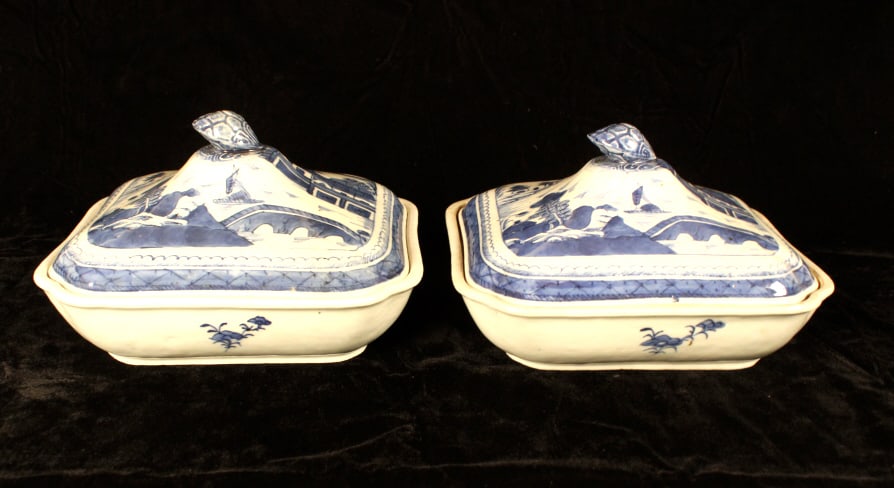 Pair of Canton Covered Vegetable Dishes (1 of 7)
