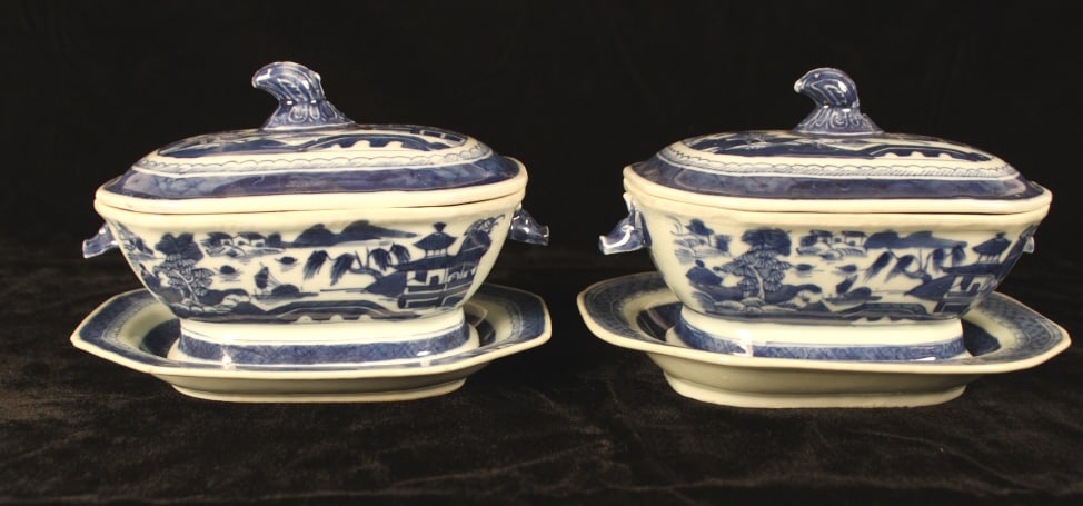 Pair Canton Sauce Tureen & Under Plate (1 of 7)