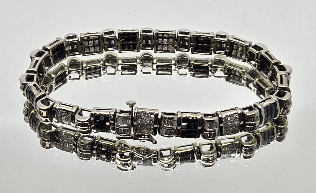 14K White Gold Diamond & Black Diamonds Bracelet (1 of 7)