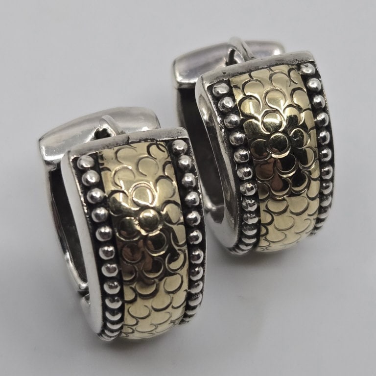 John Hardy 18K & Sterling Hoop Earrings (1 of 5)