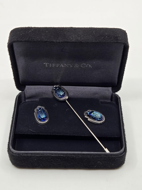 Tiffany & Co. Silver Blue Favrille Scarab Jewelry (1 of 3)
