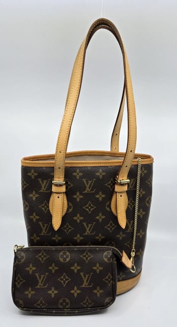 Louis Vuitton Petit Petit Bucket W/ Pouch Tote Bag: Louis Vuitton Petit Petit Bucket W/ Pouch Tote Bag Excellent Condition 10" height x 9" width x 6" depth