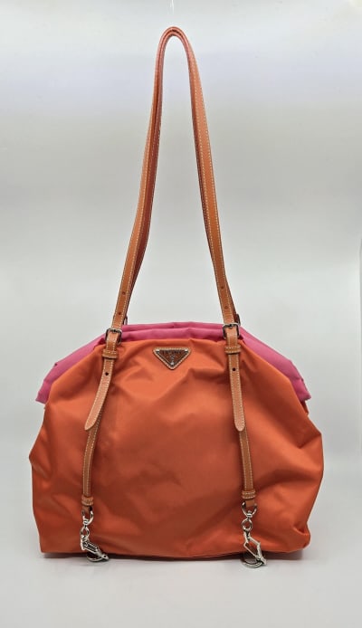 Prada Orange/Peony Tessuto Nylon Tote Bag (1 of 13)