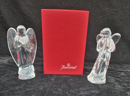 Two Baccarat Crystal Glass Angels: Two Baccarat Crystal Glass Angels, size 6" height