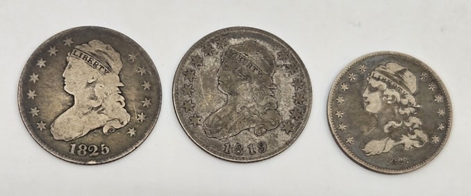 (3) Capped Bust Quarters 1819, 1825, 1831