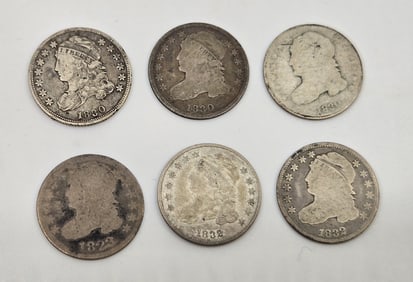 (6) 1823-1832 Capped Bust Dimes