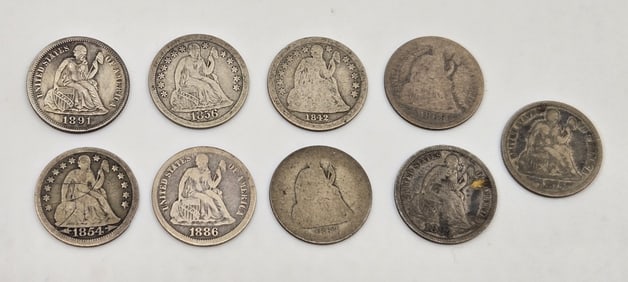 (9) Liberty Seated Dimes
