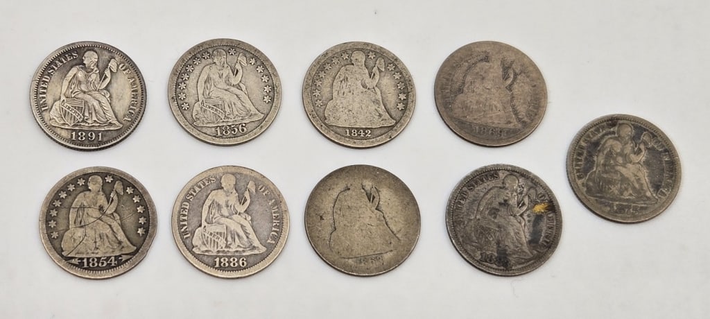 (9) Liberty Seated Dimes (1 of 2)