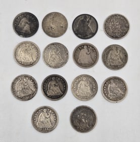 (14)  Seated Liberty Half Dimes