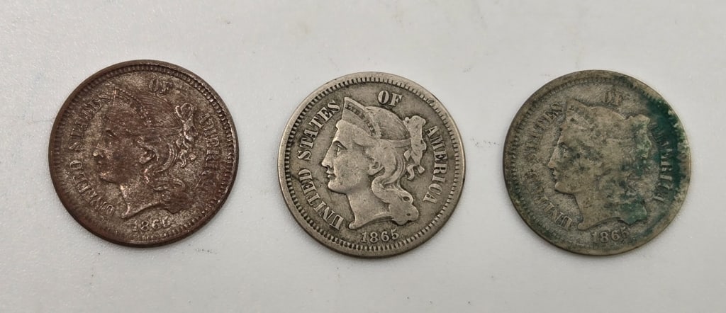 (3) Nickel Three Cent Pieces (1 of 2)