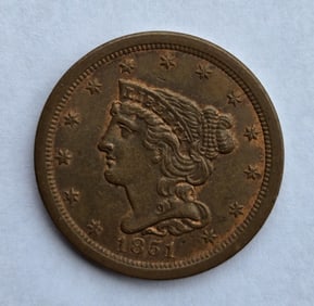 1851 Braided Head Half Cent