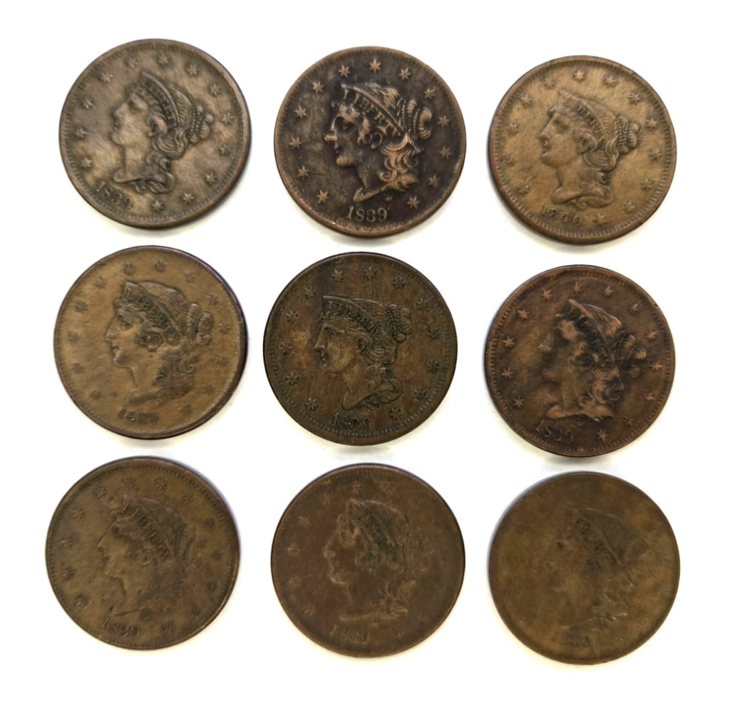 (9) U.S. Large Cents 1839-40 (1 of 2)