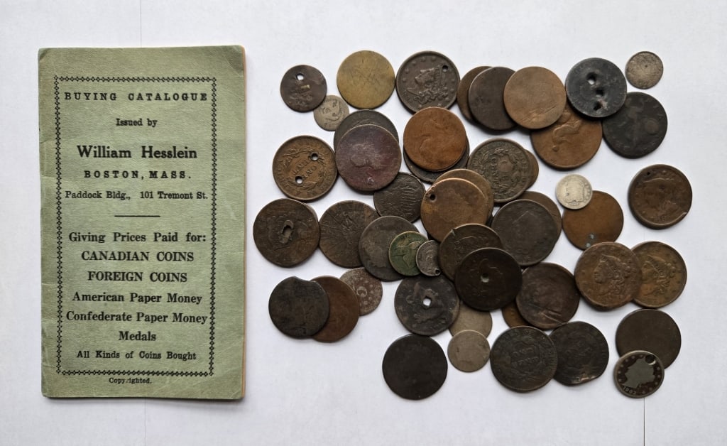19th C Coin Catalog,  Grouping Worn US  Coins (1 of 5)