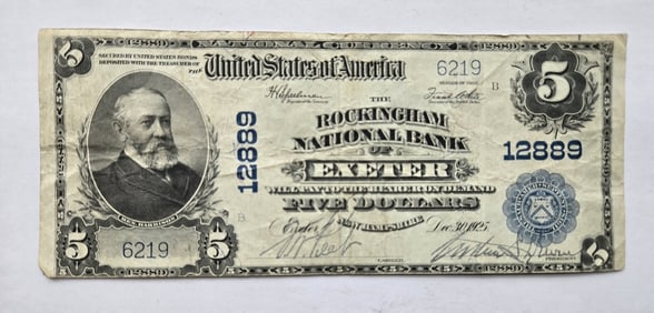 $5 Large Note 1902 Blue Seal Plain Back