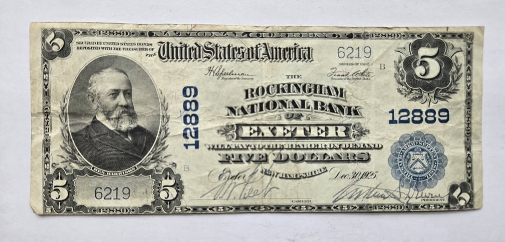 $5 Large Note 1902 Blue Seal Plain Back (1 of 3)
