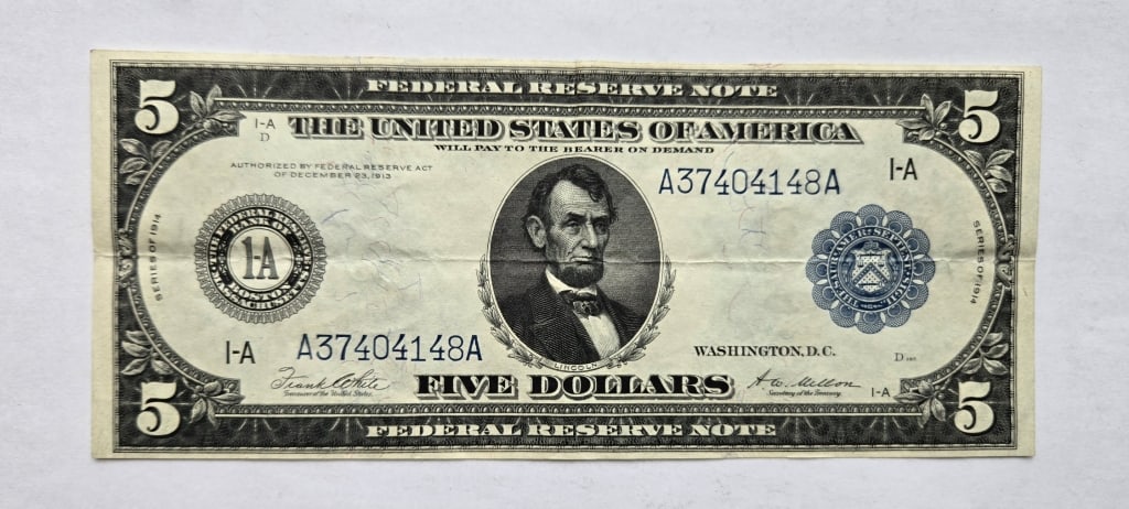 $5 Large Note Series1914  Blue Seal (1 of 2)