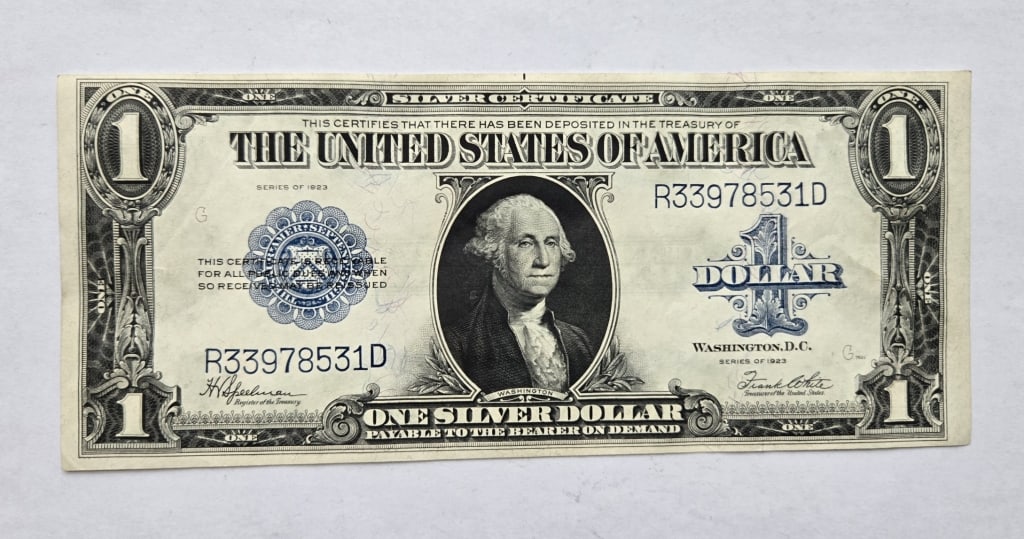 Large Size $1 Series 1923 Blue: Large Size $1 Series 1923 Blue Spellman White