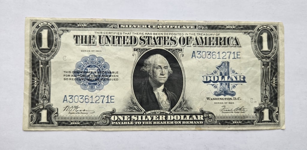 Large Size $1 Series 1923 Blue: Large Size $1 Series 1923 Blue Woods/White