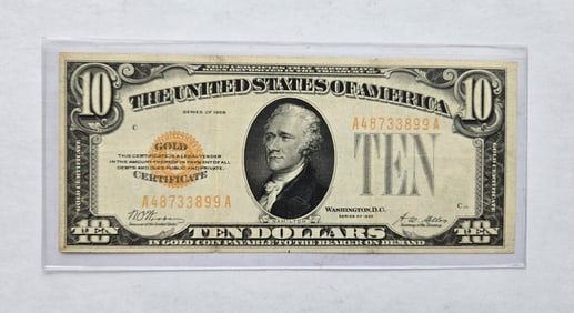 $10 Gold Certificate Series 1928 Gold Seal
