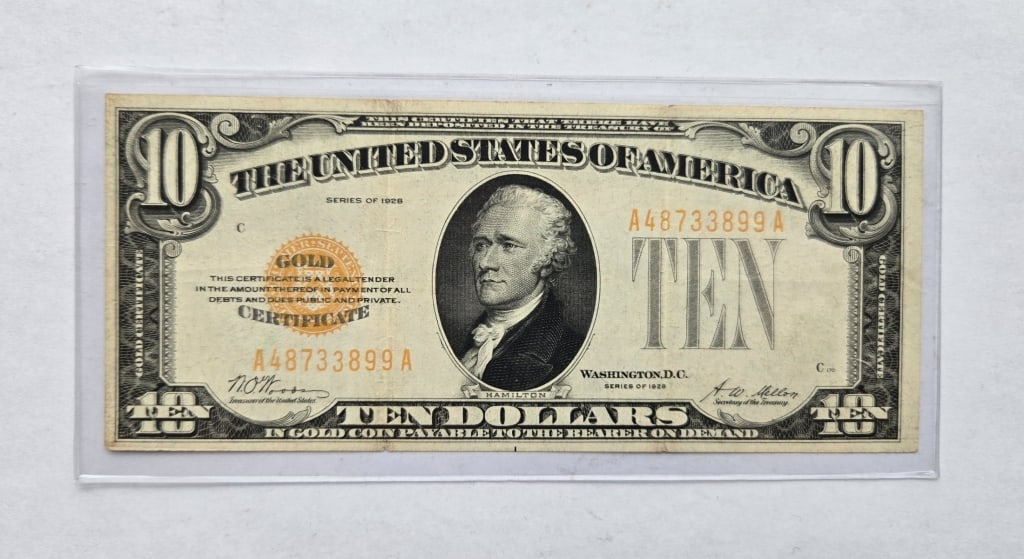 $10 Gold Certificate Series 1928 Gold Seal: $10 Gold Certificate Series 1928 Gold Seal