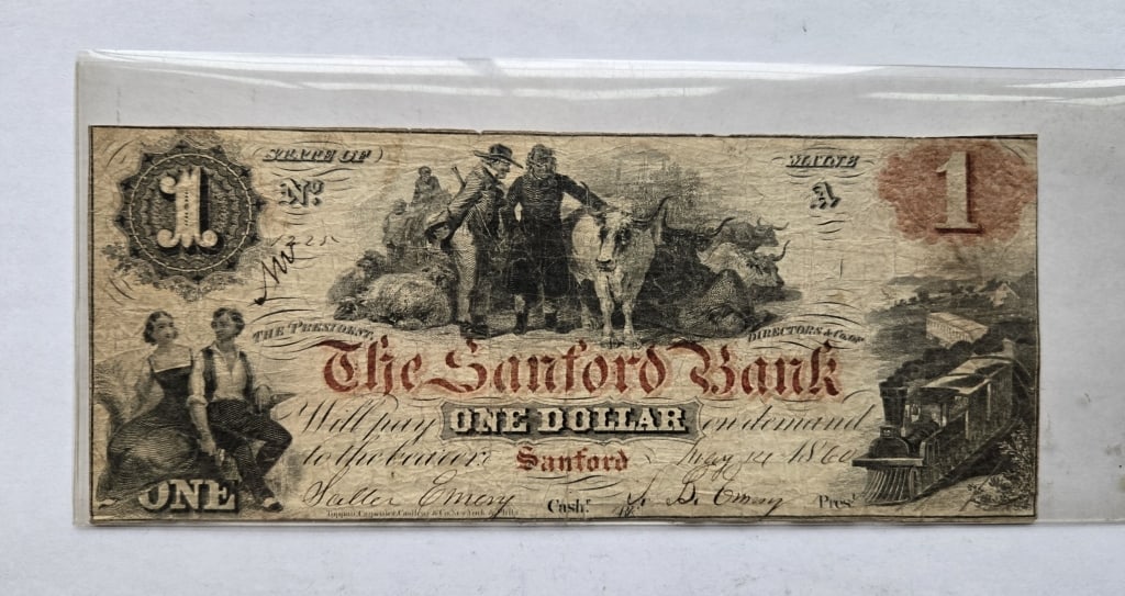 1860 Maine Sanford Bank $1 Note: 1860 Maine Sanford Bank $1 Note