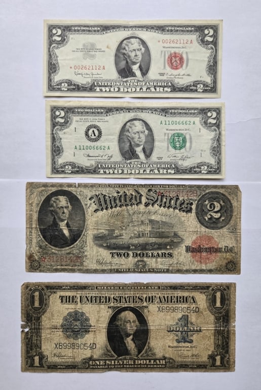 $2 Series 1917, $1 Series 1923 US Large Notes (1 of 2)
