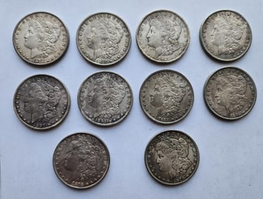 (10) Morgan Silver Dollars, Better Grade