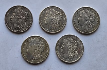 (5) Morgan Silver Dollars
