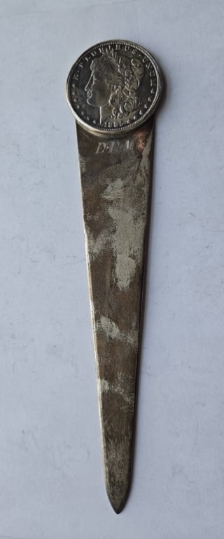 1885 Morgan Dollar Silver Letter Opener: 1885 Morgan Dollar Silver Letter Opener Handmade by Lenore Roskow