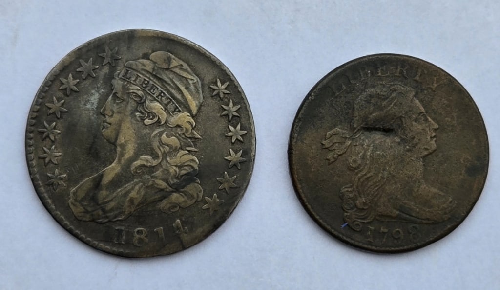 1814 Capped Bust Half Dollar, 1798 Large Cent (1 of 2)
