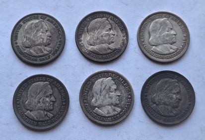 (6) Columbia Expo Silver Commemoratives