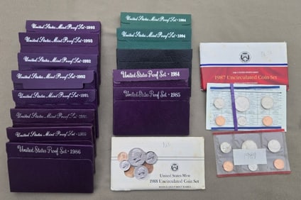 (17) US Mints Proof Sets 1984-1994