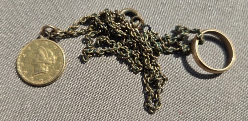 1849 Gold Liberty Head $1: 1849 Gold Liberty Head $1 with Gold Child's Ring