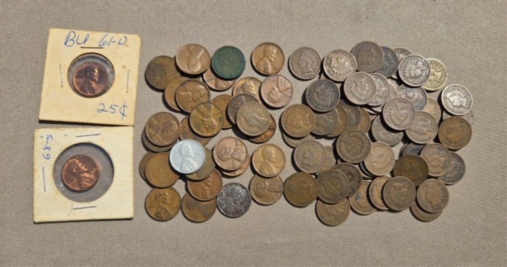 Grouping of (54) Indian Head and Lincoln Pennies: Grouping of (54) Indian Head and Lincoln Pennies 1860-1908