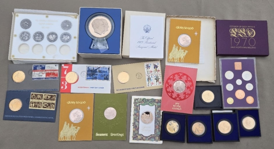 Lot of Medallions, Medals and Tokens: Lot of Medallions, Medals and Tokens First Day Covers