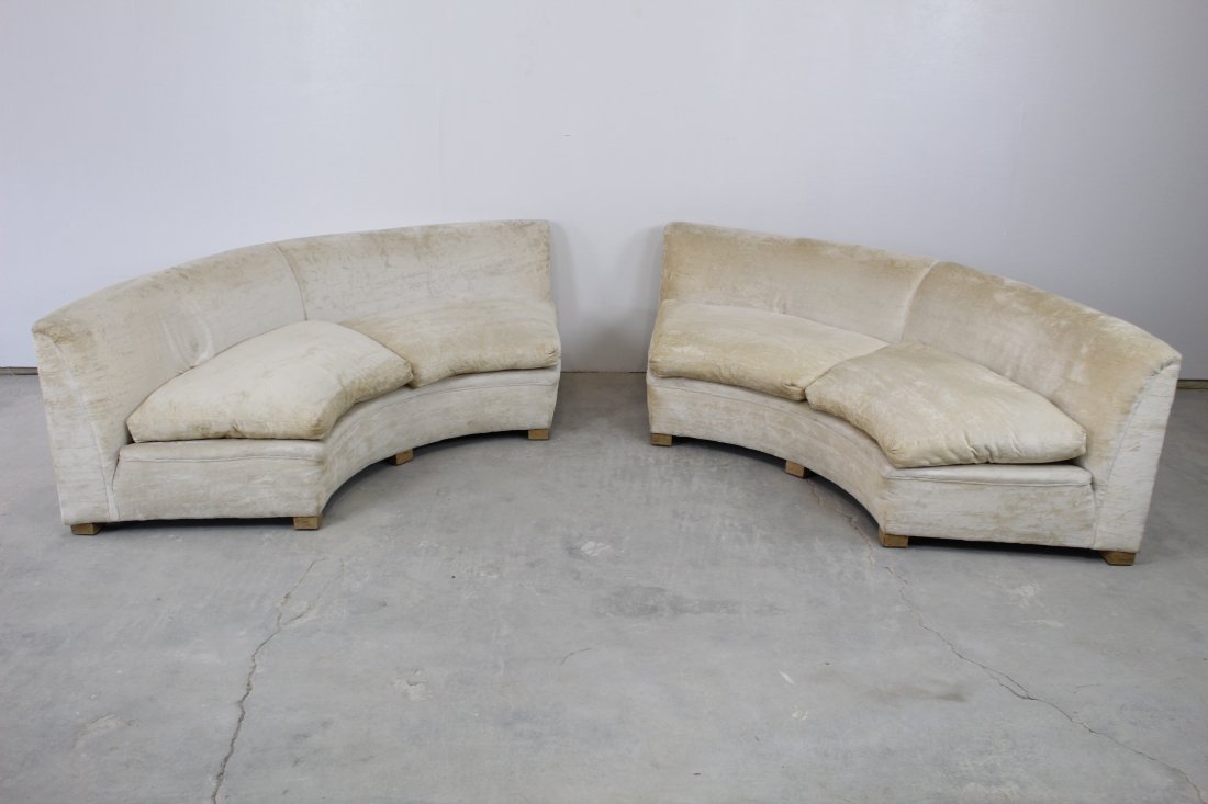 Half Moon Shaped White Velvet Sectional (1 of 7)