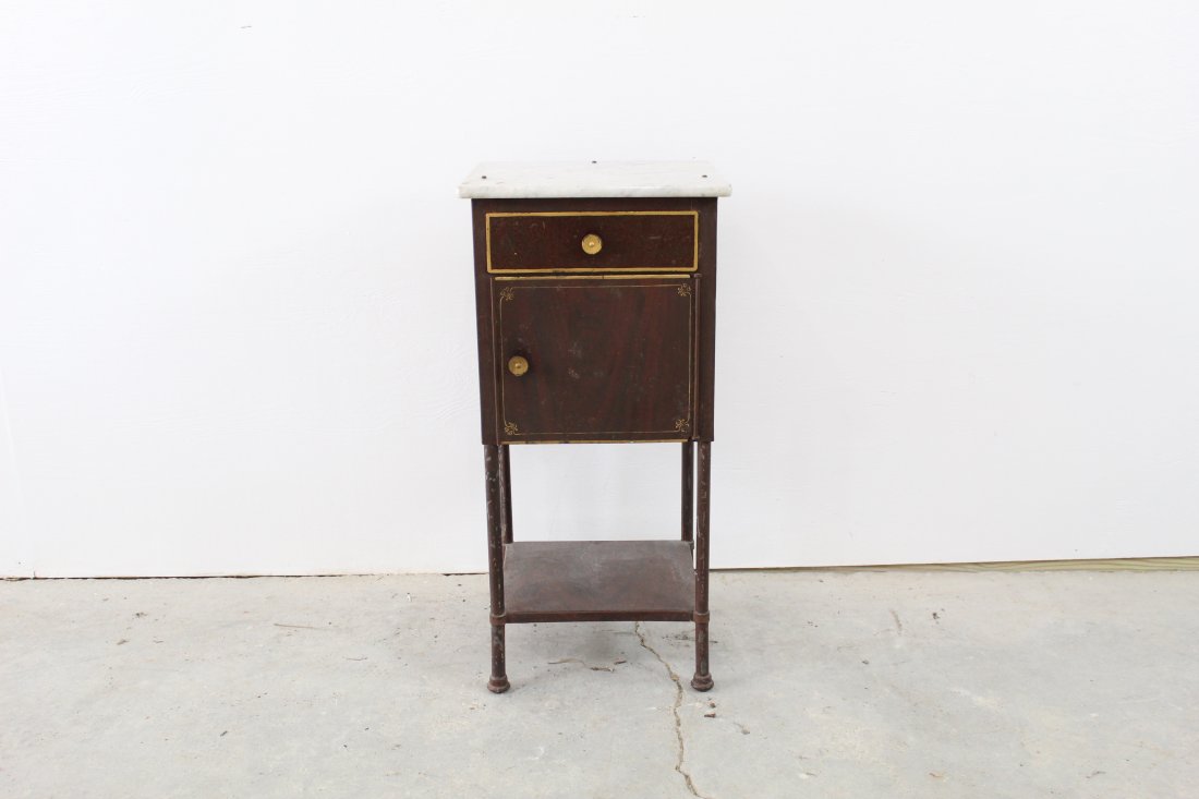 Industrial Metal and Marble Stand/Side Table (1 of 5)