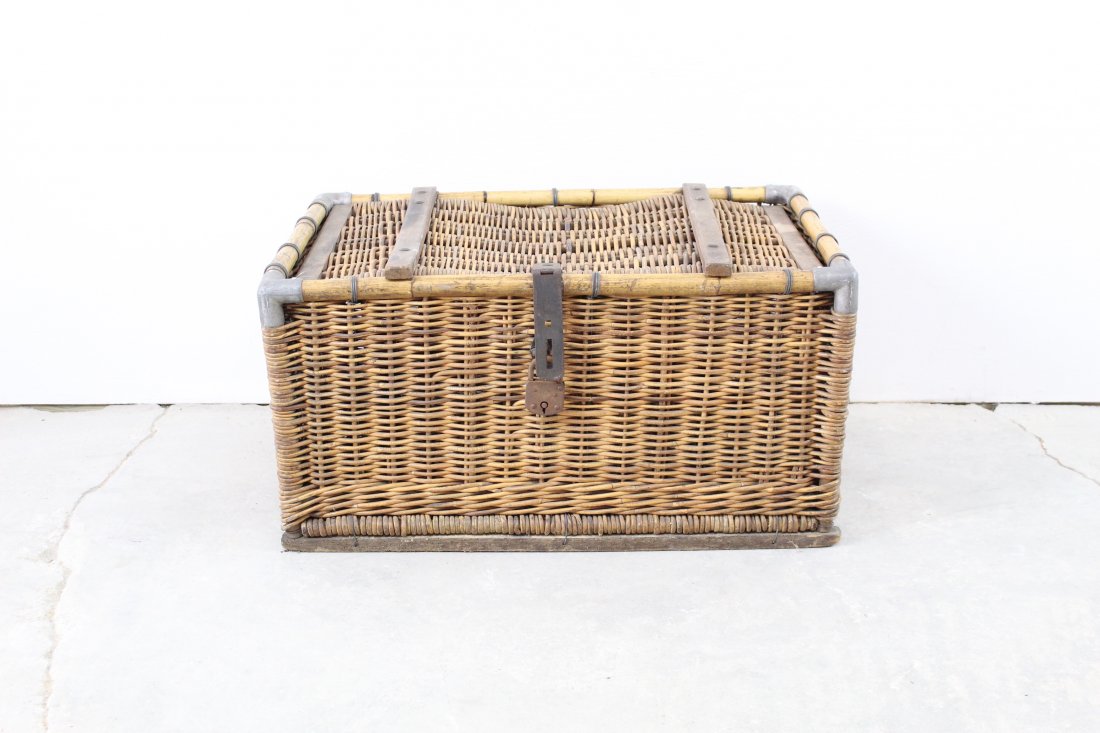Industrial Wicker Travel Trunk Basket (1 of 11)