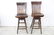 Pair of Oak High Back Swivel Stools Industrial - 2