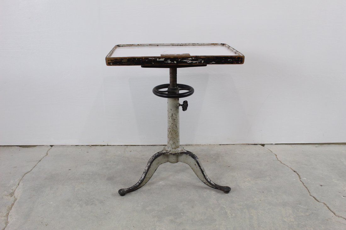 Industrial Milk Glass Adjustable Iron Drafting Table (1 of 6)
