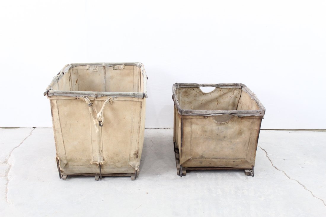 Lot of Two Canvas Industrial Laundry Baskets (1 of 8)