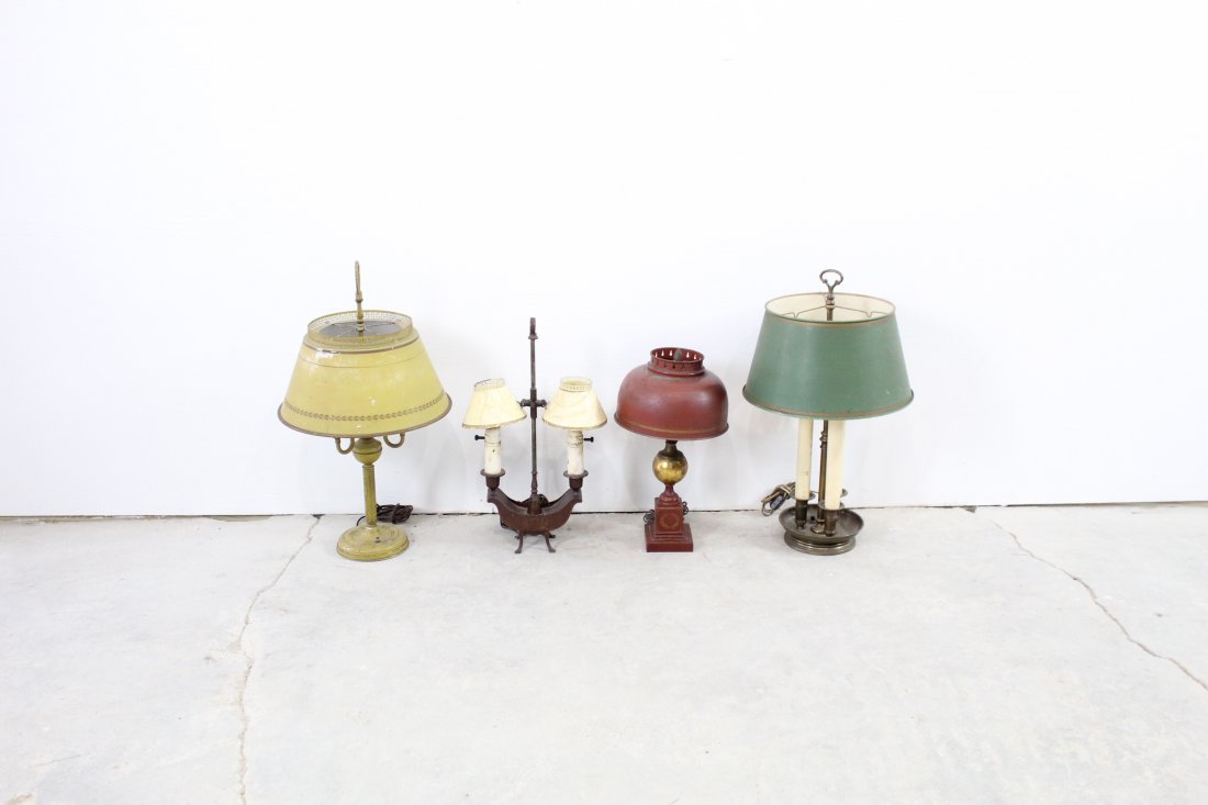 Lot of Four Toleware Lamps (1 of 10)