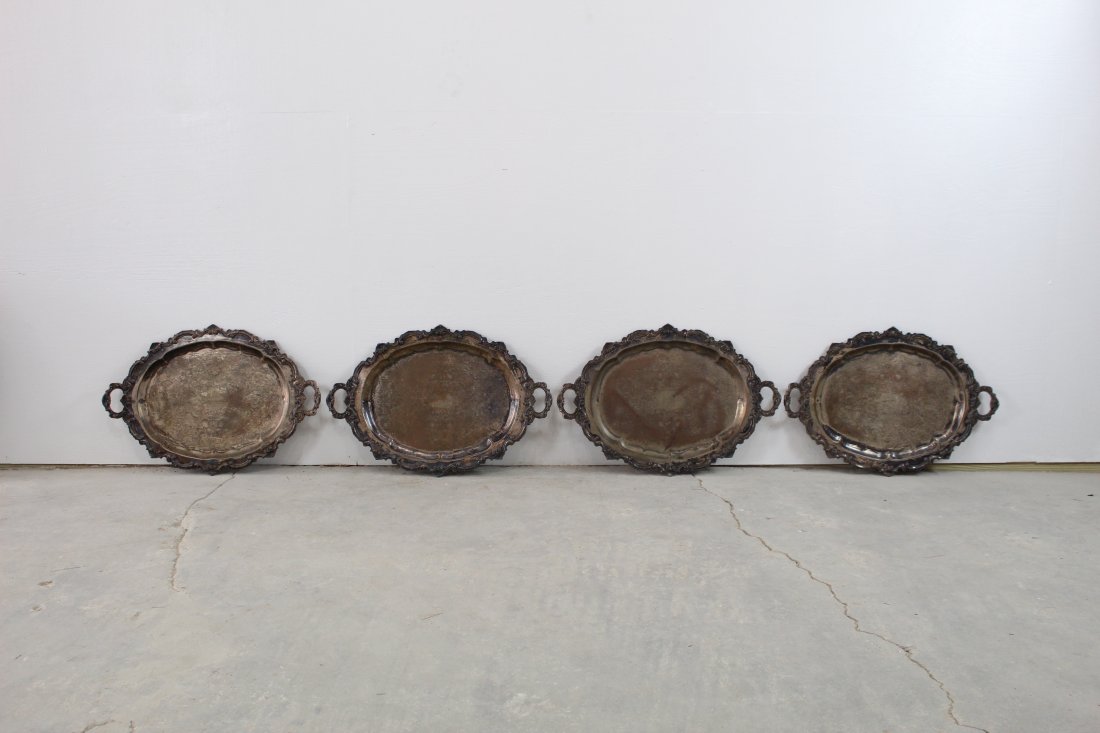 Four Matching Silver Plated Serving Trays (1 of 6)
